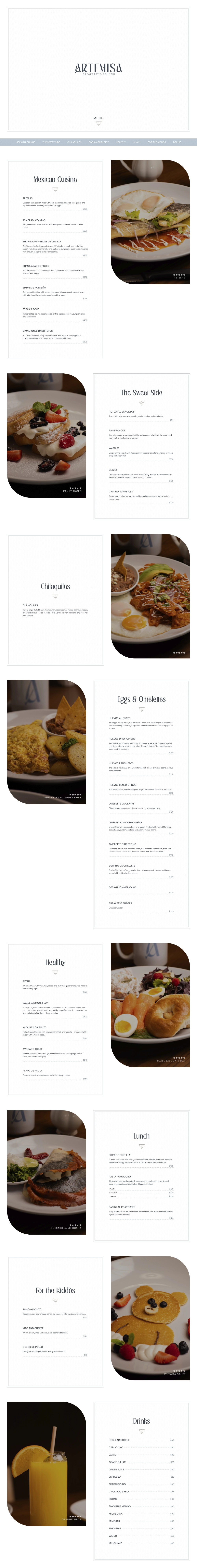 Artemisa Restaurant website